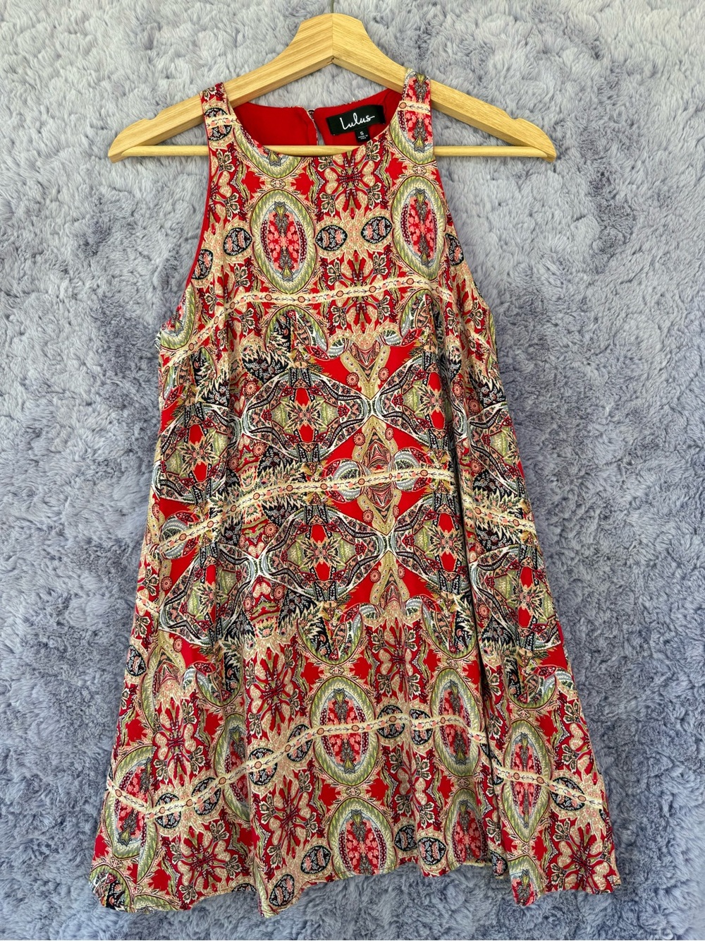 Lulu's | Red Multicolor Paisley-Print Mini Dress | S
